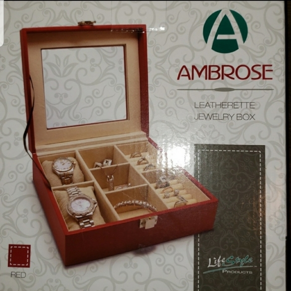 New LifeStyle Red Leatherette Jewelry Box